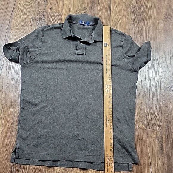 Polo Ralph Lauren Shirt Mens Medium Gray Burgundy Pony Short Sleeve Preppy - Picture 7 of 8